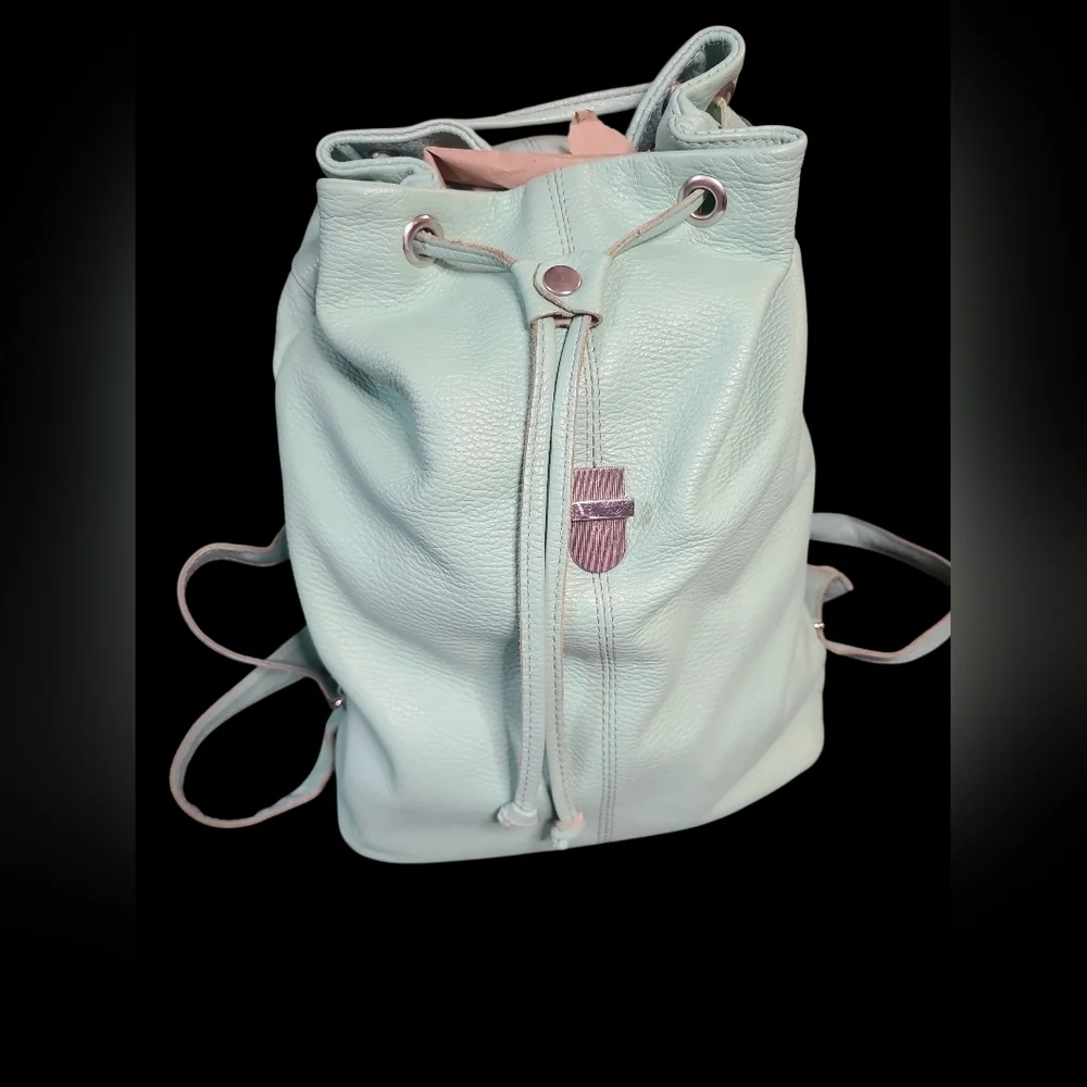 Kalinovskaya Mint Blue / Green Leather Backpack